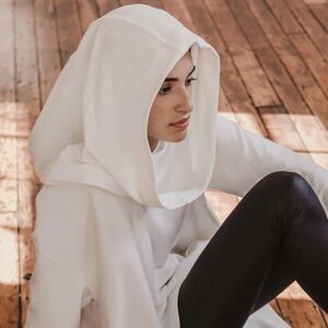 American Eagle Aerie Women’s Hoodie Size M White Cotton Blend Pullover NWT